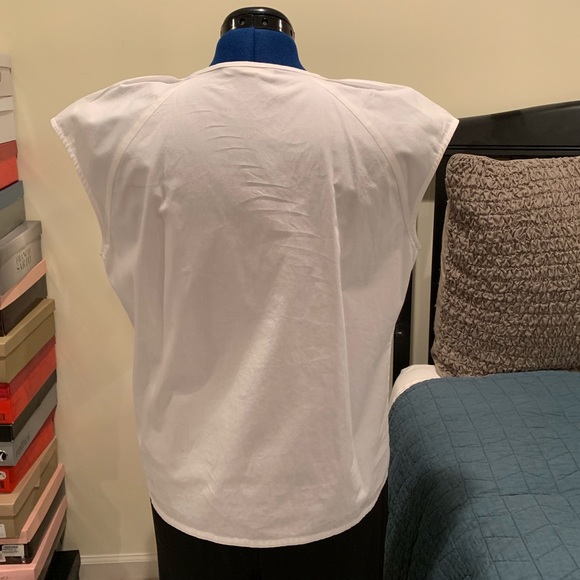 Michael Kors White Jeweled Neckline Cap Sleeve Top - Picture 2 of 5